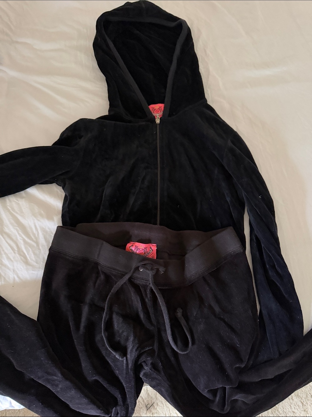 Women’s Juicy Couture Black Velour Hoodie & Jogger Bottoms Set